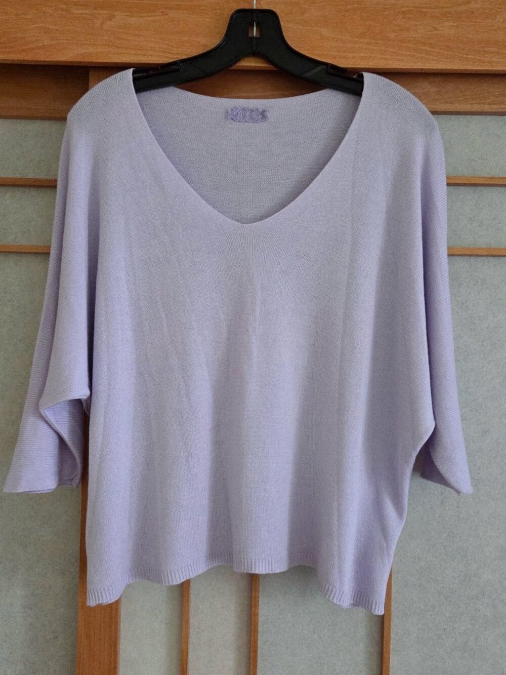 Italian Lavender One Size Lilac Modal Blend Dolman V-neck Knit Top Sweater